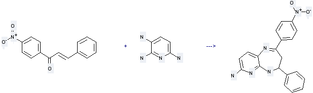 The 2,3,6-Pyridinetriamine can react with 1-(4-Nitro-phenyl)-3-phenyl-propenone to get 2-(4-Nitro-phenyl)-4-phenyl-4,5-dihydro-3H-pyrido[3,4-beta][1,4]diazepin-7-ylamine